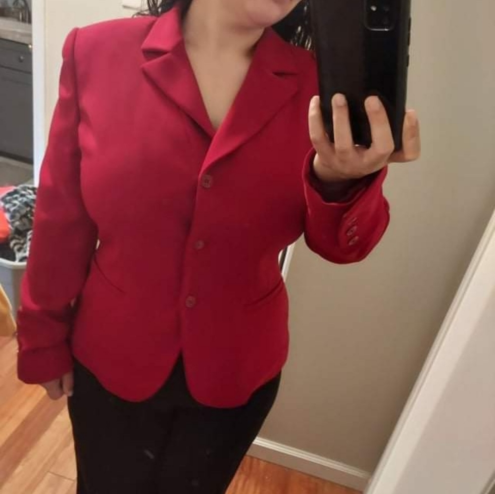 Liz Claiborne red blazer with shoulder pads